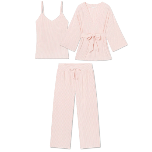 LAKE | Women | DreamModal® Pajamas | English Rose Pencil Stripe Maternity Kimono Bundle