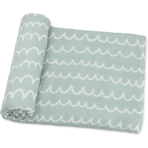 Comfy Cubs Muslin Swaddle Blankets Pack of 4, 47 x 47 Inches, Soft Cotton Baby Blanket Set, Large Multipurpose Swaddling Wraps for Newborns - Self-Soothing Swaddle - Blue