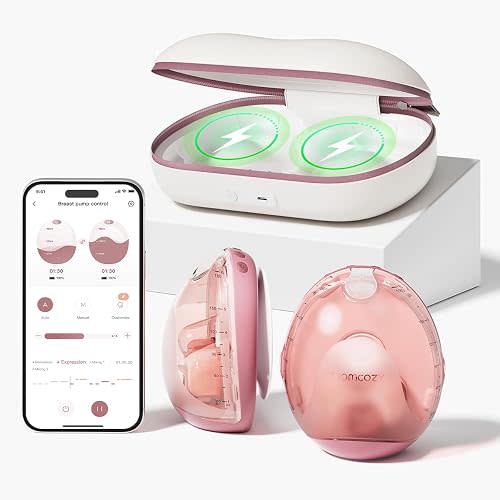 Momcozy Air 1 Wearable Breast Pump, Ultra-Slim with Wireless Charging Case