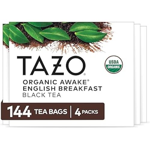 TAZO Organic Awake English Breakfast Black Tea Bags, Bold Traditional Breakfast-Style Black Tea, 144 Total Tea Bags (36ct - Pack of 4)