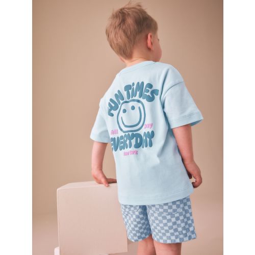 Blue Checkerboard Short Sleeve T-Shirt & Shorts Set (3mths-7yrs)