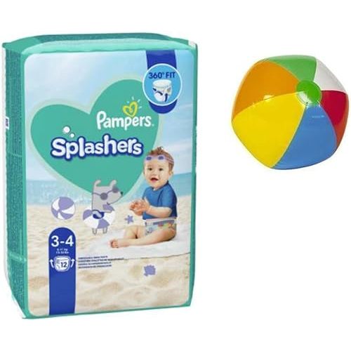 Small - Splashers Swim Diapers Disposable Swim Pants, (13-24 lb), 12 Count + Inflatable Pool Ball (5 inch)… B09BDCDT7Z