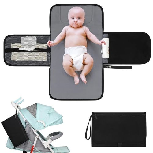Accmor Portable Diaper Changing Pad, Waterproof Travel Baby Changing Mat, Newborn Essentials Baby Shower Gifts, Black