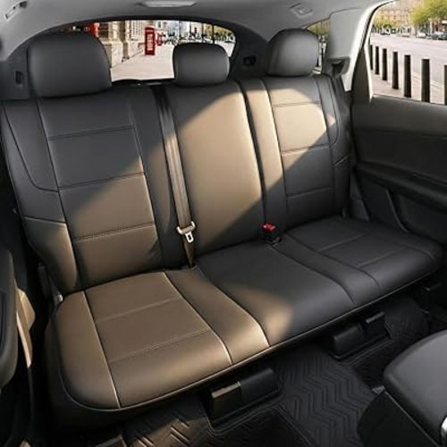 GIANT PANDA Rear Seat Covers for Honda CRV HRV Civic Accord Pilot Element Passport Ridgeline, Faux Leather Bucket Seat Cover Fit Honda Rear Seat Protectors (Black)