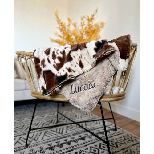 Personalized Western Baby Blanket, Brown Pony and You Choose Minky Baby Blanket, Newborn Girl or Newborn Boy, Baby Shower, Neutral Western