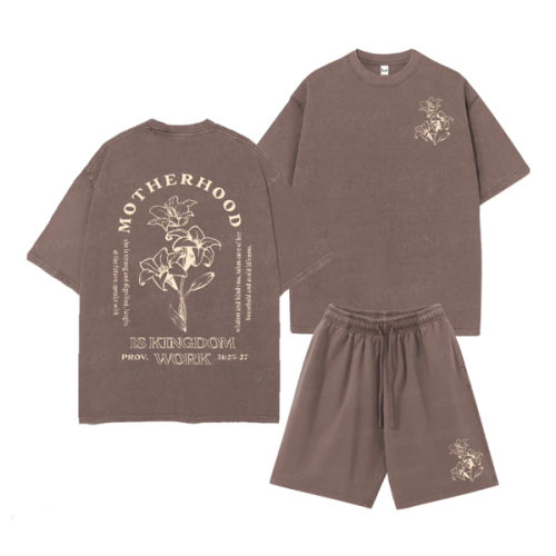 Motherhood Is Kingdom Work Double Sided Unisex Christian Washed T-Shirt & Shorts