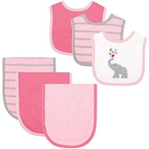 Hudson Baby 6 Piece Bib and Burp Cloth Set