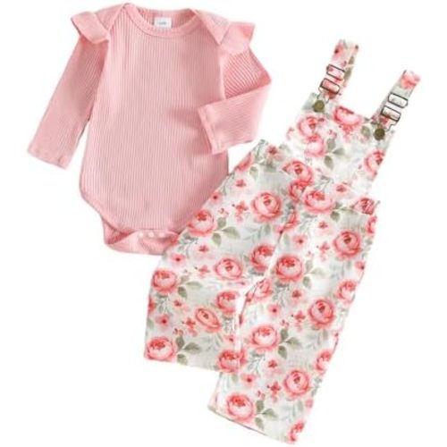 Newborn Baby Girl Fall Outfits Infant Rompers Overalls Pants Set