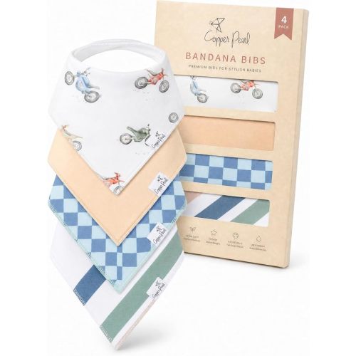 Copper Pearl Baby Bibs 4 Pack, Bandana Drool Bibs for Baby Girl & Boy, Soft Cotton Bibs for Drooling and Teething