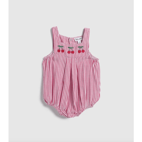 Infant Girl Cherry Striped Onesie