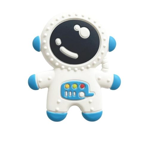 Baby Teething Spaceman Toy for 3+ Months Infants Sucking, Food Grade Silicon Astronaut Styling Teether, BPA Free (Blue)