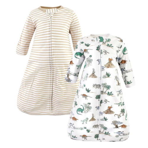 Hudson Baby Cotton Long-Sleeve Wearable Sleeping Bag, Sack, Blanket, Boy Dino World Long Sleeve, 3-9 Months