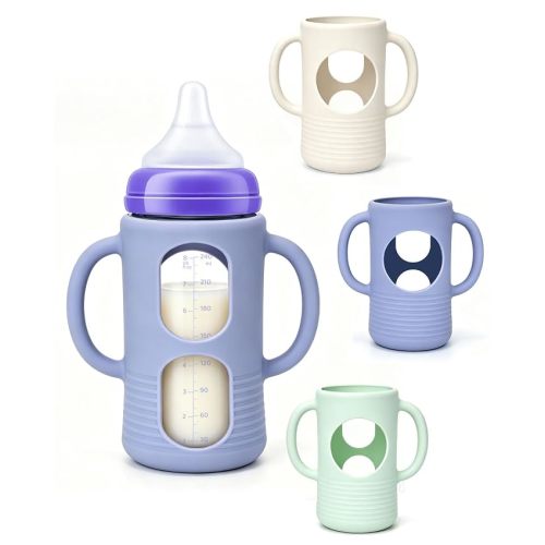 3 Pack Silicone Sleeves for Lansinoh & Pigeon Glass Baby Bottles, 8 Ounces
