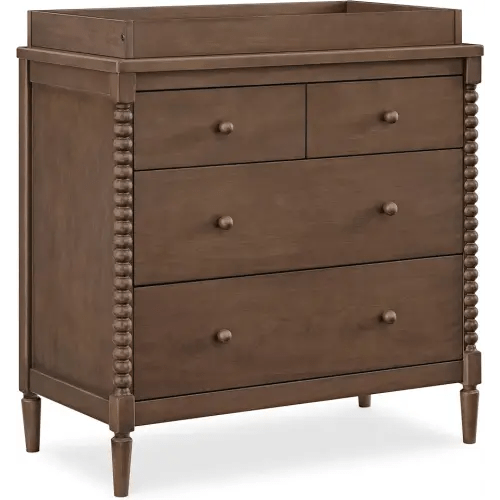 Delta Children Saint 4 Drawer Dresser with Changing Top and Interlocking Drawers, Teak Brown
