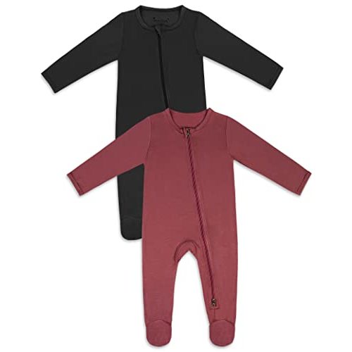 Jimonda Bamboo Baby Pajamas,Unisex Boys Girls One-Piece Footies,Long Sleeve Sleepers 2-Way Zip closure Romper