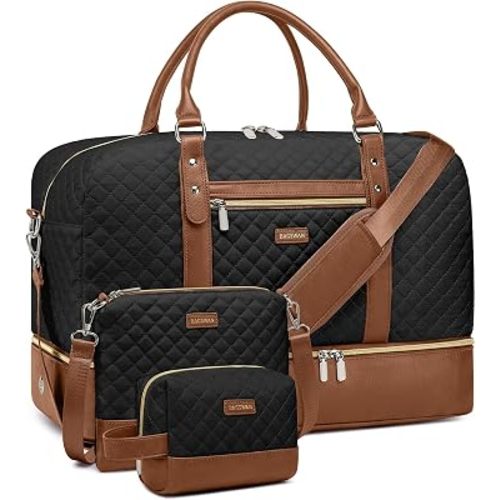 Large Weekender Bag for Women Travel: 3PCS Duffel Bag with Shoe Compartment