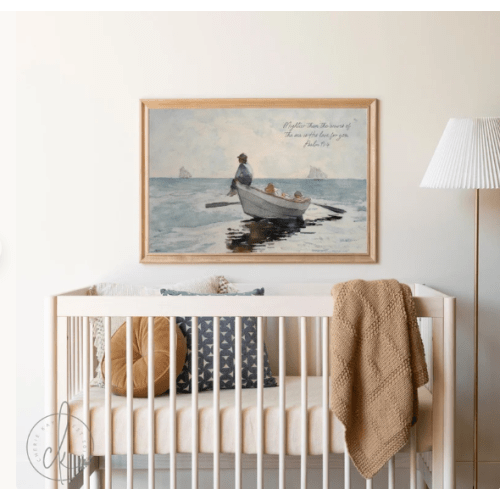 Coastal Nursery Wall Art with Bible Verse- Rolled Canvas 18x24
