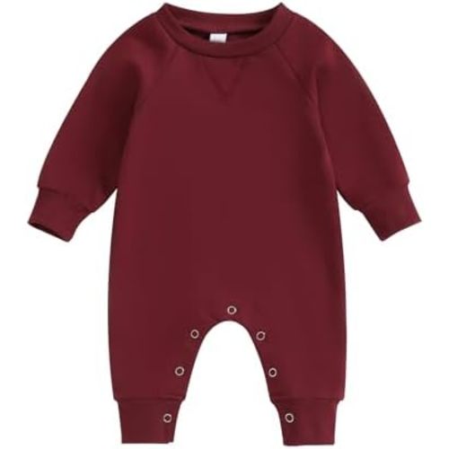 Newborn Infant Baby Boy Girl Clothes Solid Color Long Sleeve Romper Jumpsuit One Piece Bodysuit Fall Winter Outfit