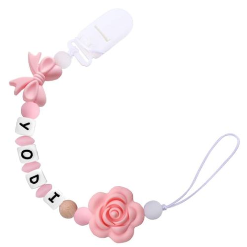 Personalize Name Pacifier Clips,Custom Baby Pacifier Holder Leash with Silicone Beads,Newborn Gift for Boy or Girl