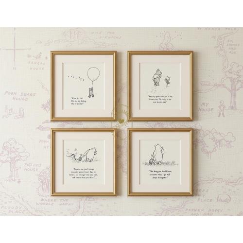 Set of 4 Classic Vintage Winnie the Pooh Prints, Black and White, Nursery Wall Art