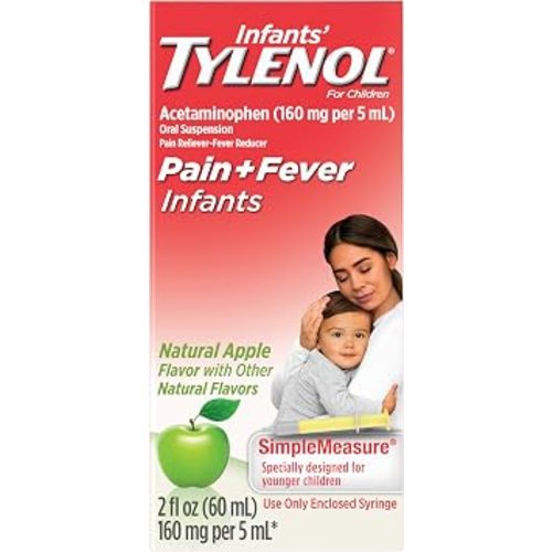 Infants’ Tylenol Dye Free Acetaminophen, Free of Alcohol, Aspirin and Ibuprofen, Oral Suspension, Pain Relief, Fever Reducer, Includes SimpleMeasure Dosing Syringe, Cherry Flavor, 1 Fl Oz