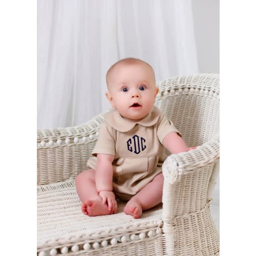 Monogrammed baby boy bubble, boy Easter outfit, personalized boys sunsuit, boys picture outfit, preppy baby boy clothing, baby shower gift