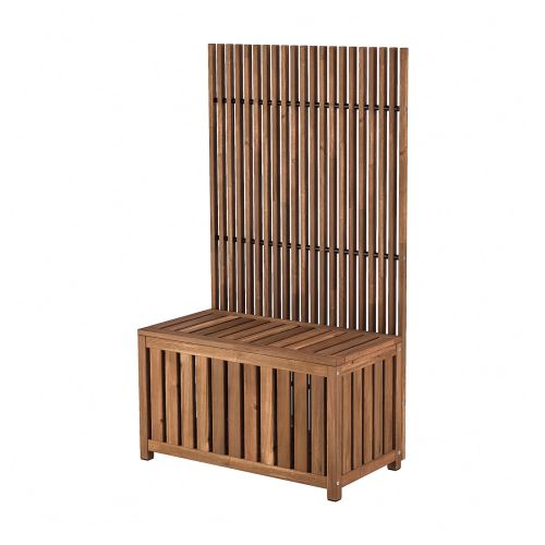 NÄMMARÖ Storage box and privacy screen - outdoor/light brown stained 31 1/2x26 3/4x55 1/8 "