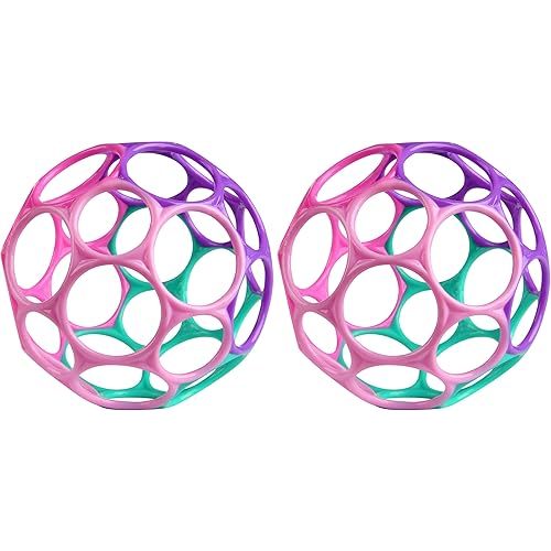 Bright Starts Oball Easy Grasp Classic Ball Infant Toy in Pink/Purple, Age Newborn and up. 4 Inches
