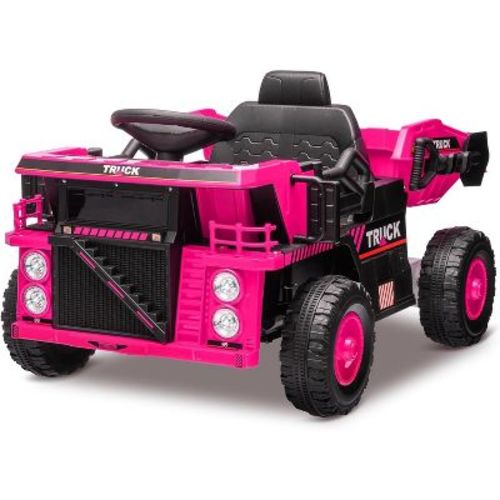 12V Kids Ride-On Dump Truck, RC Electric Construction Vehicle w/Dump Bed & Shovel, 4-Wheel Shock Absorption, for Boys & Girls