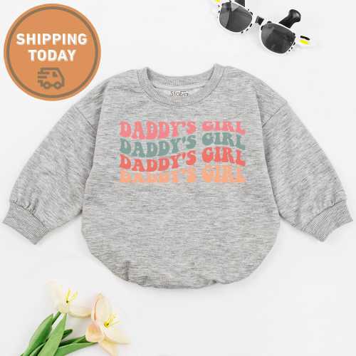 Daddy's girl Oversized Baby Romper, Baby Girl Bubble Romper, Baby Girl Outfit, Father's Day Baby Clothes, Dad Daughter, 1st Father's Day