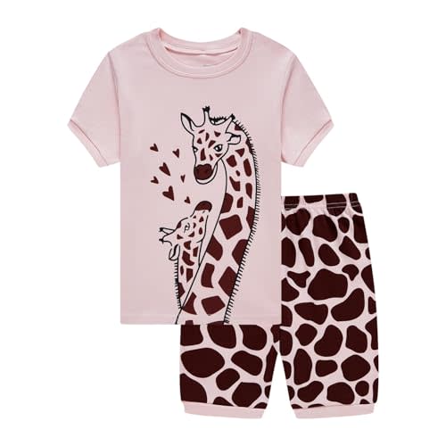 Akyzic Little Girls Summer Pajamas Kids 100% Cotton 2 Piece Pjs Toddler Girls Short Sleeve Sleepwear Clothes Sets 3-10T