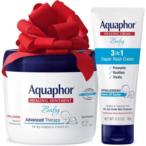 Aquaphor Baby Healing Ointment (14 Oz) + 3-in-1 Diaper Rash Cream (3.5 Oz), Hypoallergenic and Fragrance Free Skin Care Set for Babies