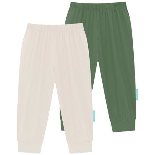 PurComfy Supersoft Baby Pants, 2-Pack Premium Bamboo Viscose Jogger Pants, Elastic Waist, Unisex 0-24 Months