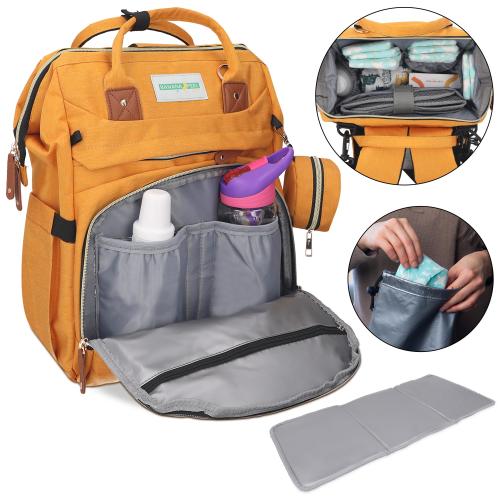 Diaper Backpack - Yellow Baby Bag for Boys and Girls