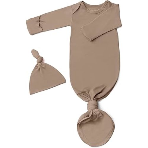 Baby Noah Newborn Knotted Gown for Boy Girls, Newborn Coming Home From Hospital Outfit, Baby Tie Gown Nightgown