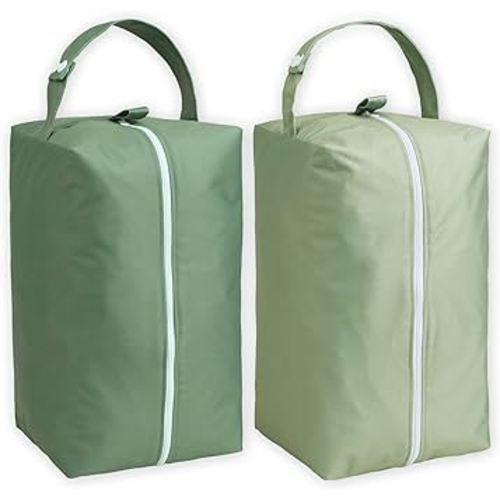 Nora's Nursery Reusable Wet Dry Bag for Cloth Diapers, Washable Pod with Large Zipper Opening, 2-Pack Waterproof Diaper Pods with Detachable Snap, Wet Bags for Cloth Diapers