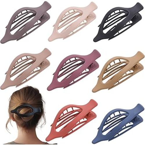 8 Pack Flat Hair Clips for Women,Matte No Crease Flat Claw Clips, Large Strong Hold Barrettes for Thick & Thin Hair, French Duckbill Styling Accessories