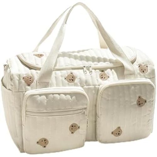Cute Diaper Bag | Cartoon Bear Compartment Bag for Diaper - Spacious Nappy Pouch | for Travel Camping Home Shopping Commuting Work Hospital