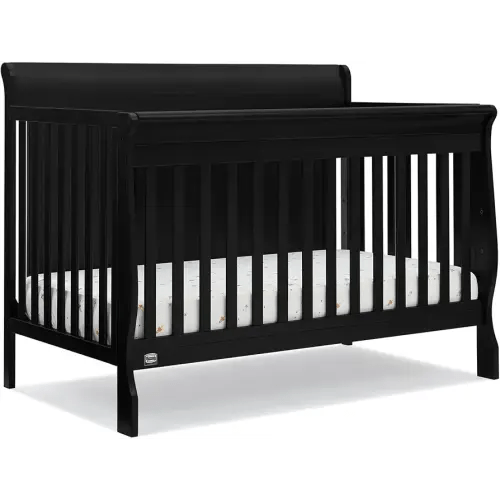 Simmons Kids Carter 6-in-1 Convertible Crib - Greenguard Gold Certified, Black Ebony