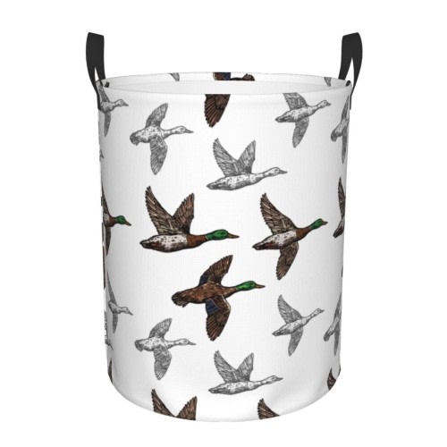 Laundry Basket Mallard Duck Room Decor,Round Laundry Hamper Waterpr... Fast Ship