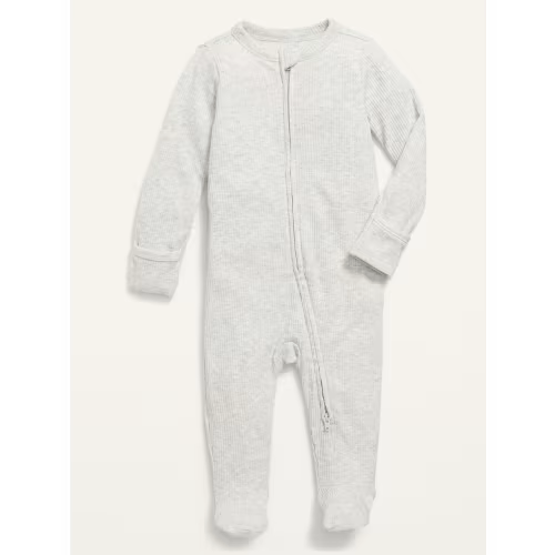 Light Heather Gray 0-3 Month Ribbed 2-Way-Zip Sleep & Play Footed One-Piece for Baby