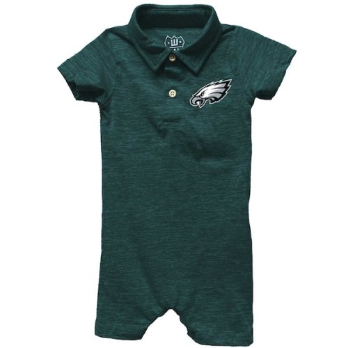 Philadelphia Eagles Wes & Willy Infant Short Leg Cloudy Yarn Polo Bodysuit - Midnight Green