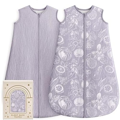 Yoofoss Baby Sleep Sack 6-12 Months Breathable 100% Organic Muslin Cotton Wearable Blanket Baby, Newborn Infant Sleeping Sack 2-Way Zipper Soft Lightweight