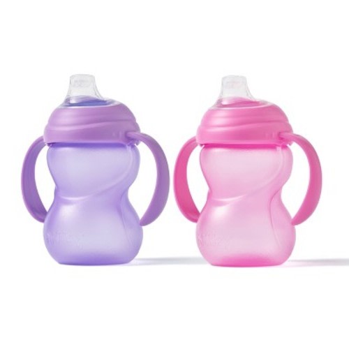 Nuby 8oz Polypropylene Clikit Frosted Soft Spout Sippy Trainer Cups - Pink/Purple - 2pk