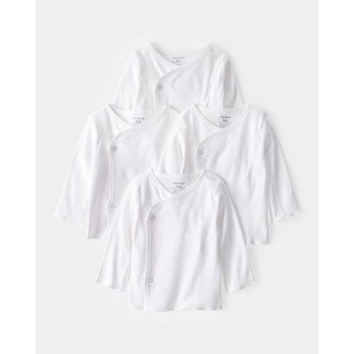 Baby 4-Pack Long-Sleeve Side-Snap Tees - White