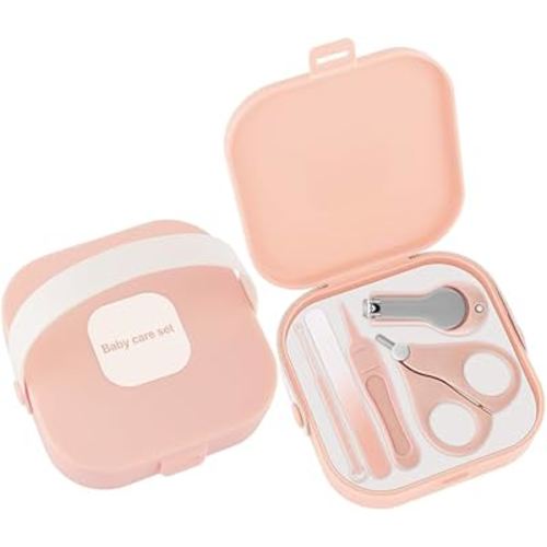 Baby Nail Care Set, 5 in 1 Baby Nail File Clippers Infant Grooming Kit Manicure Set for Newborn, Infant, Toddler, and Kids, Pink