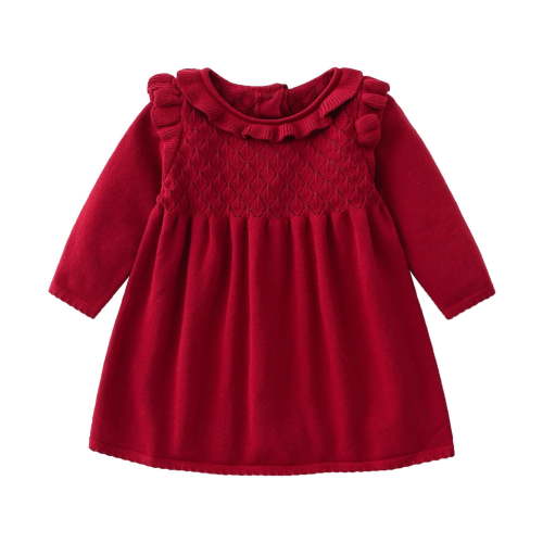 Lenpel Baby Girl's Sweater Dress Newborn Ruffle Long Sleeve Crew Neck Knitted Skirts Infant Fall Winter Outfits