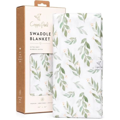 Copper Pearl Swaddle Blankets for Newborns | Soft Stretchy Receiving Blankets for Boys and Girls | Large 46 x 46 Inch Baby Blankets | Lightweight and Breathable Swaddles | Fern