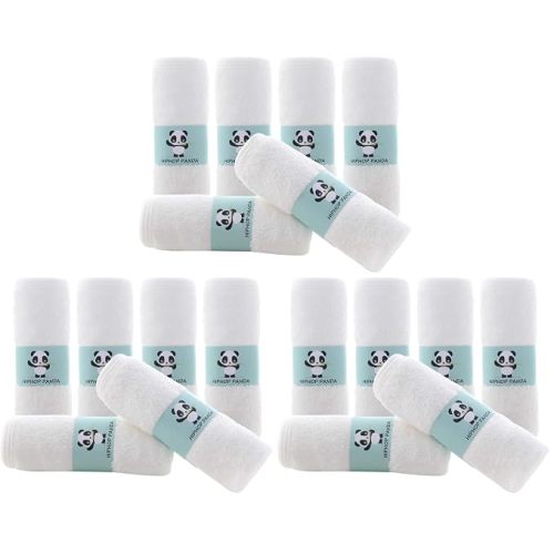 HIPHOP PANDA Baby Washcloths, Rayon Made from Bamboo - 2 Layer Ultra Soft Absorbent Newborn Bath Face Towel - Reusable Baby Wipes for Delicate Skin - White, 18 Pack