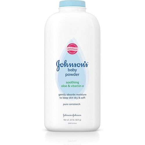 Johnson's Baby Powder with Naturally Derived Cornstarch Aloe & Vitamin E, Hypoallergenic, 22 oz (Pack of 6)